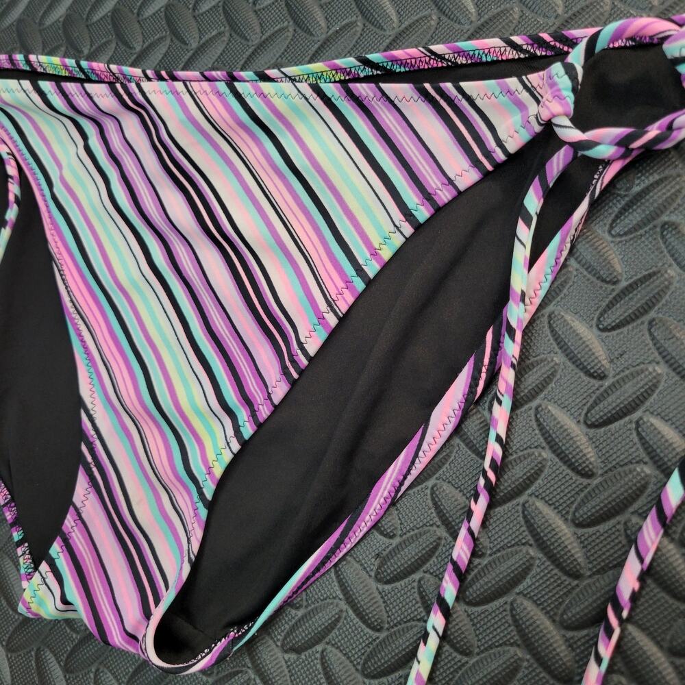 Victoria’s Secret Striped Side Tie Bikini Bottom Large vacation ready summer